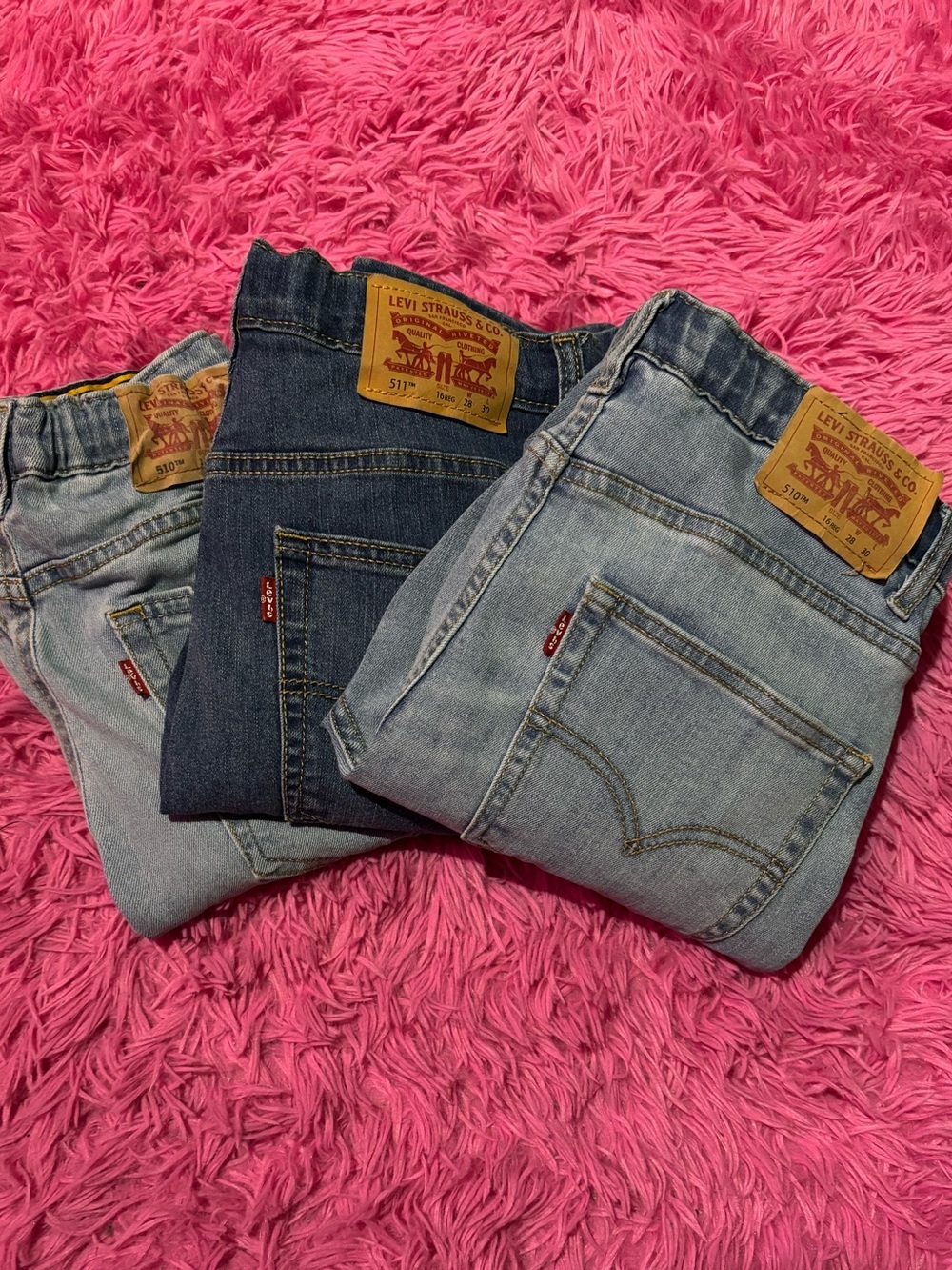 Levi's 3-Pair Jeans in Light Blue and Dark Blue Denim